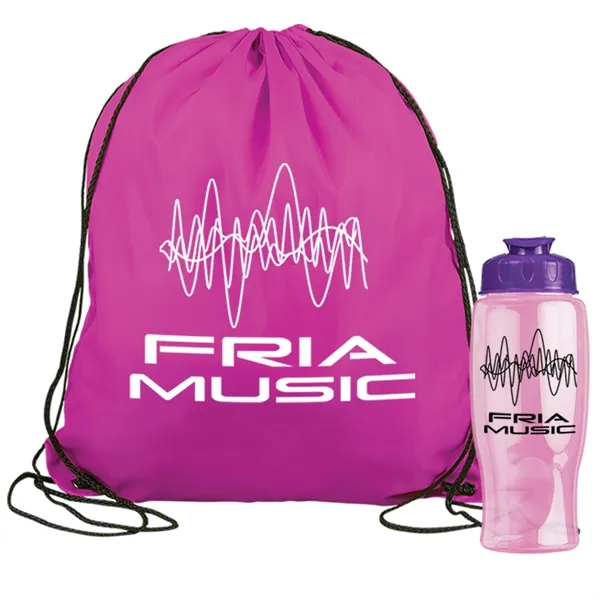 Drawstring backpack in a bottle combo kit.... from ASI 40480 Koozie Group
