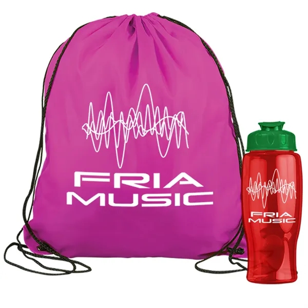 Drawstring backpack in a bottle combo kit.... from ASI 40480 Koozie Group