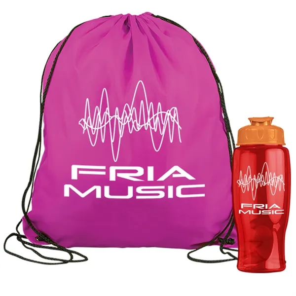 Drawstring backpack in a bottle combo kit.... from ASI 40480 Koozie Group