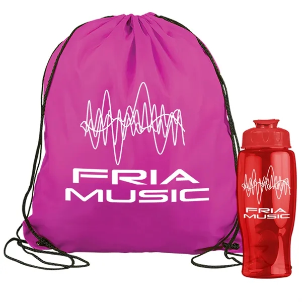 Drawstring backpack in a bottle combo kit.... from ASI 40480 Koozie Group