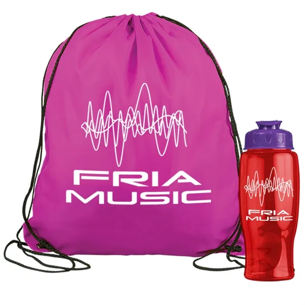 Drawstring backpack in a bottle combo kit.... from ASI 40480 Koozie Group