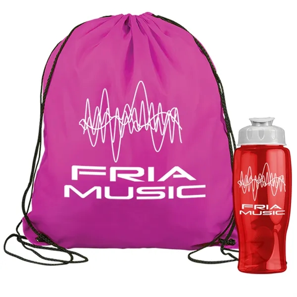 Drawstring backpack in a bottle combo kit.... from ASI 40480 Koozie Group