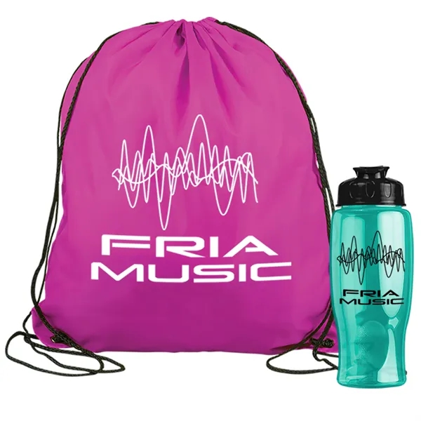 Drawstring backpack in a bottle combo kit.... from ASI 40480 Koozie Group