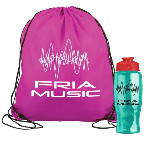 Drawstring backpack in a bottle combo kit.... from ASI 40480 Koozie Group
