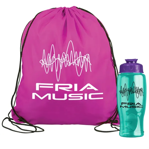Drawstring backpack in a bottle combo kit.... from ASI 40480 Koozie Group