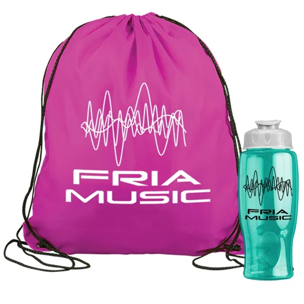 Drawstring backpack in a bottle combo kit.... from ASI 40480 Koozie Group
