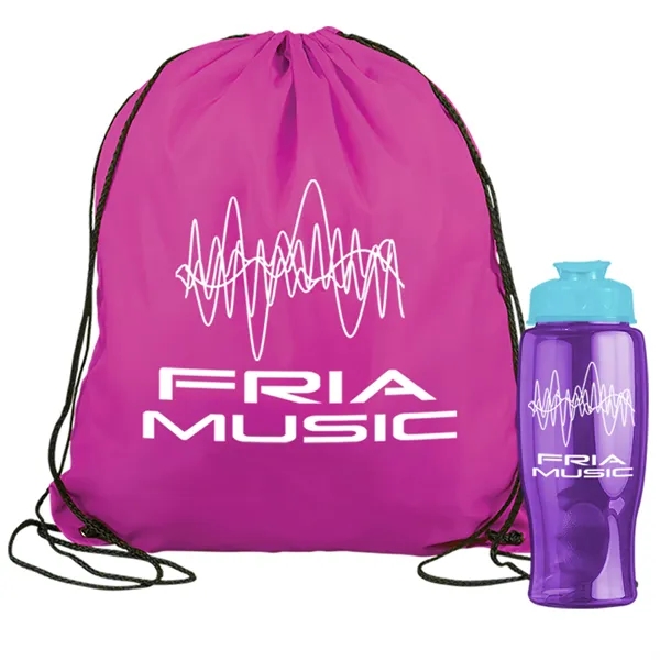 Drawstring backpack in a bottle combo kit.... from ASI 40480 Koozie Group