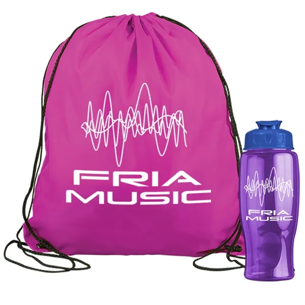 Drawstring backpack in a bottle combo kit.... from ASI 40480 Koozie Group