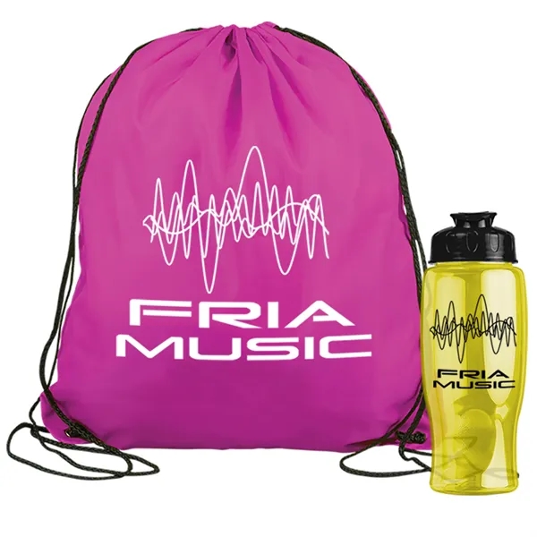 Drawstring backpack in a bottle combo kit.... from ASI 40480 Koozie Group