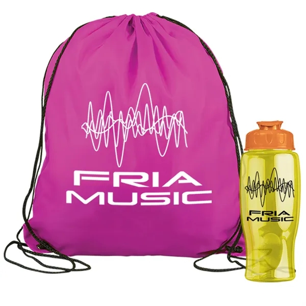 Drawstring backpack in a bottle combo kit.... from ASI 40480 Koozie Group