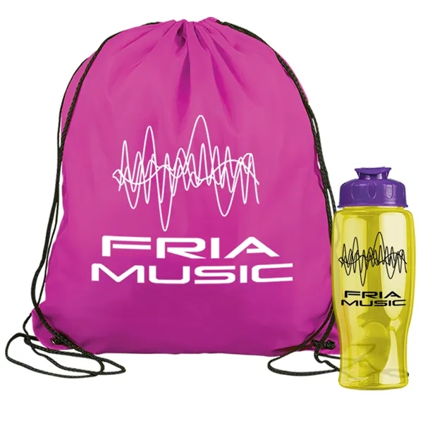 Drawstring backpack in a bottle combo kit.... from ASI 40480 Koozie Group