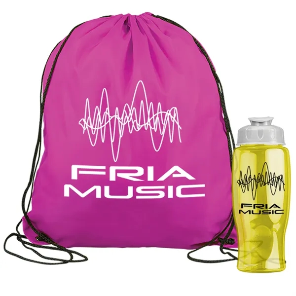 Drawstring backpack in a bottle combo kit.... from ASI 40480 Koozie Group