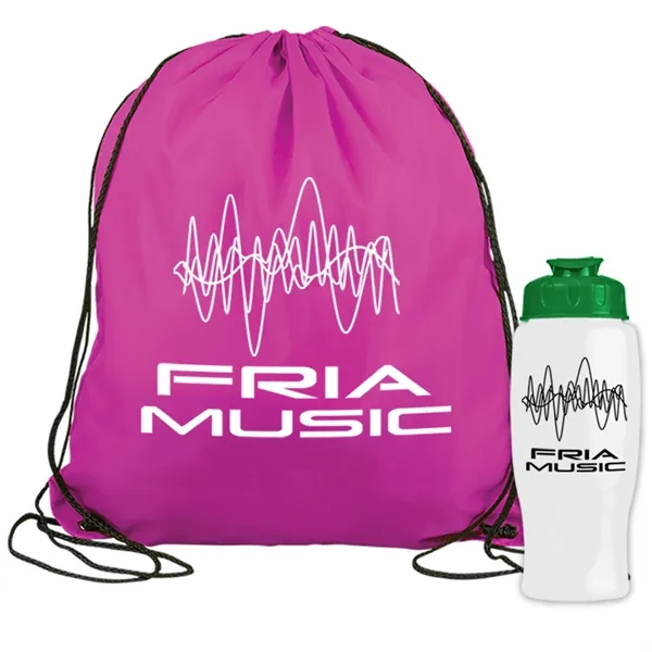 Drawstring backpack in a bottle combo kit.... from ASI 40480 Koozie Group