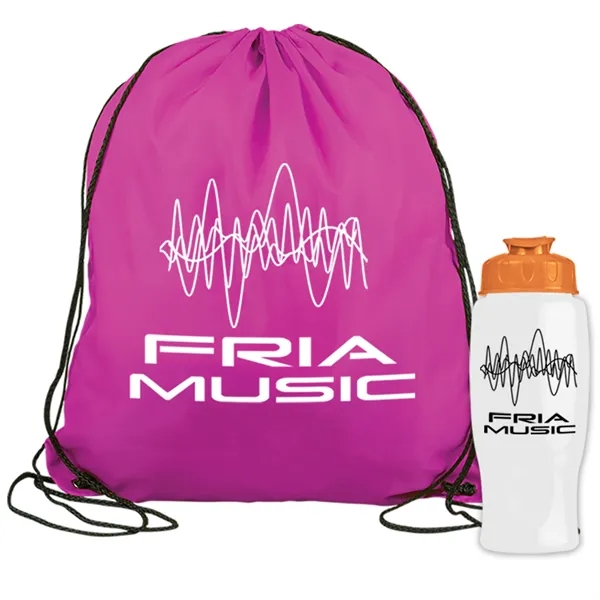 Drawstring backpack in a bottle combo kit.... from ASI 40480 Koozie Group