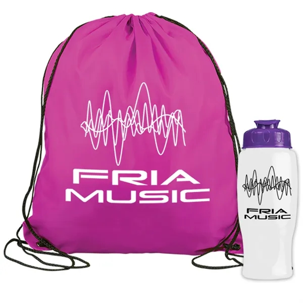 Drawstring backpack in a bottle combo kit.... from ASI 40480 Koozie Group