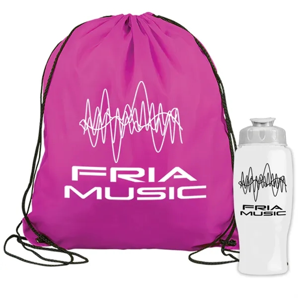 Drawstring backpack in a bottle combo kit.... from ASI 40480 Koozie Group