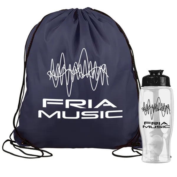 Drawstring backpack in a bottle combo kit.... from ASI 40480 Koozie Group