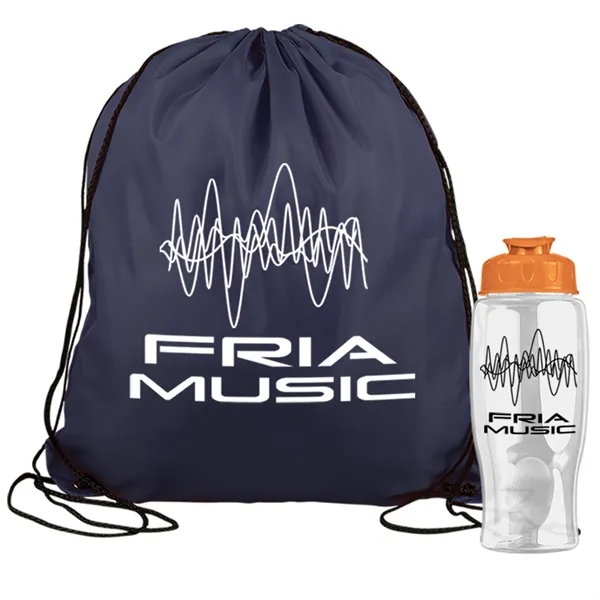 Drawstring backpack in a bottle combo kit.... from ASI 40480 Koozie Group