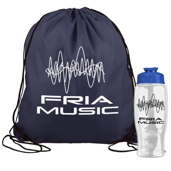 Drawstring backpack in a bottle combo kit.... from ASI 40480 Koozie Group