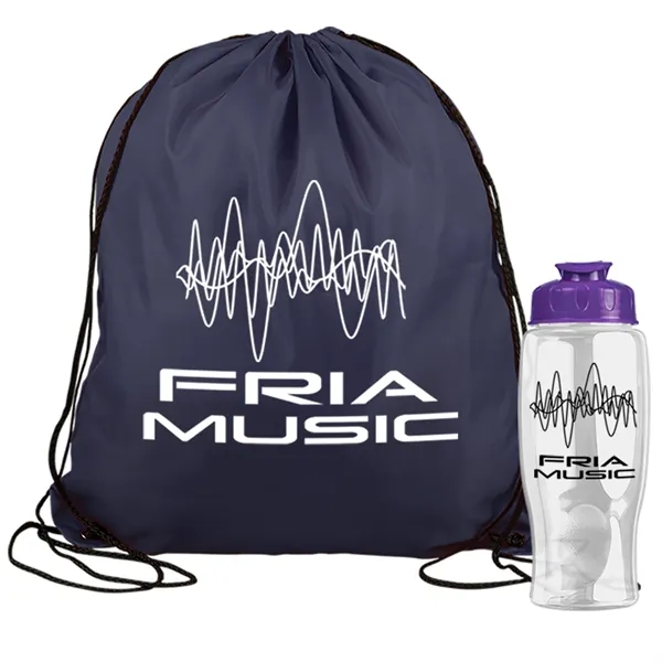 Drawstring backpack in a bottle combo kit.... from ASI 40480 Koozie Group
