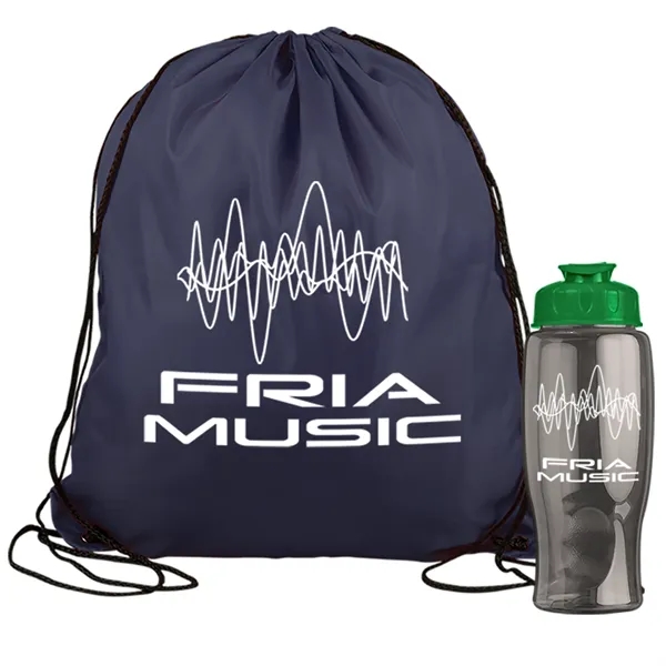 Drawstring backpack in a bottle combo kit.... from ASI 40480 Koozie Group