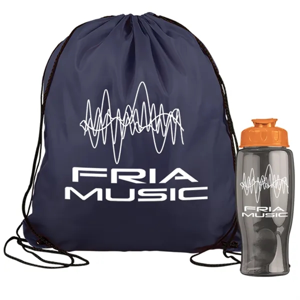 Drawstring backpack in a bottle combo kit.... from ASI 40480 Koozie Group