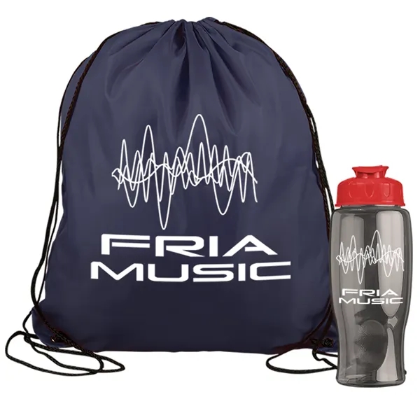 Drawstring backpack in a bottle combo kit.... from ASI 40480 Koozie Group