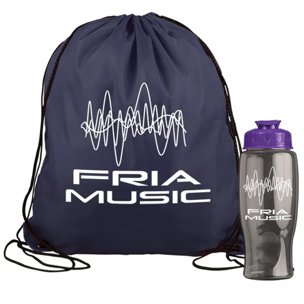 Drawstring backpack in a bottle combo kit.... from ASI 40480 Koozie Group