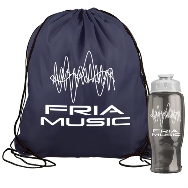 Drawstring backpack in a bottle combo kit.... from ASI 40480 Koozie Group