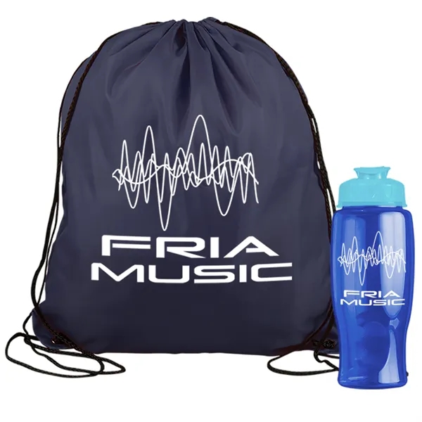 Drawstring backpack in a bottle combo kit.... from ASI 40480 Koozie Group