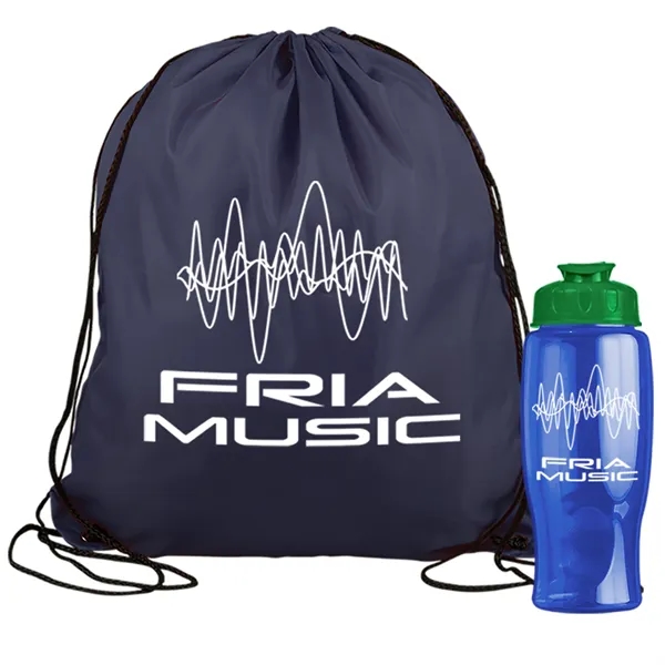Drawstring backpack in a bottle combo kit.... from ASI 40480 Koozie Group