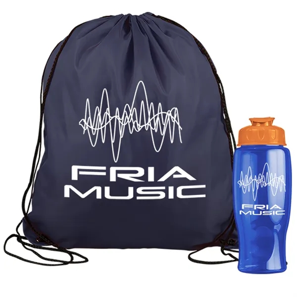 Drawstring backpack in a bottle combo kit.... from ASI 40480 Koozie Group