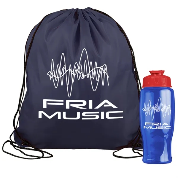 Drawstring backpack in a bottle combo kit.... from ASI 40480 Koozie Group