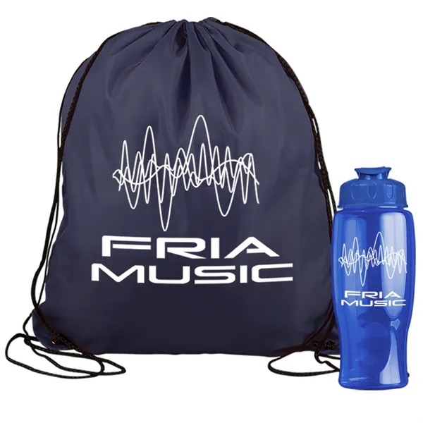 Drawstring backpack in a bottle combo kit.... from ASI 40480 Koozie Group
