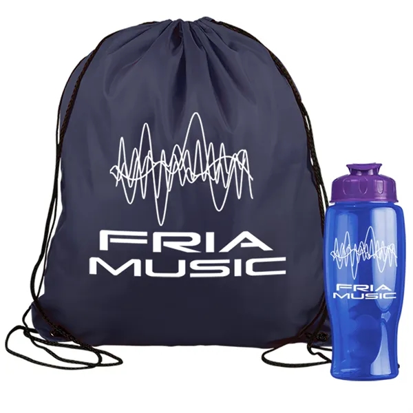 Drawstring backpack in a bottle combo kit.... from ASI 40480 Koozie Group