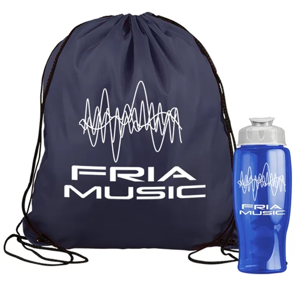 Drawstring backpack in a bottle combo kit.... from ASI 40480 Koozie Group