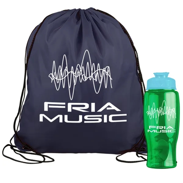 Drawstring backpack in a bottle combo kit.... from ASI 40480 Koozie Group