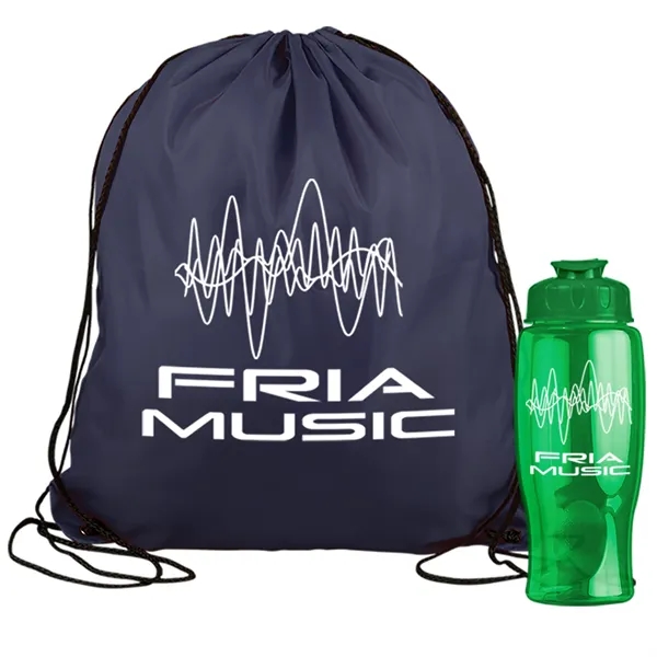 Drawstring backpack in a bottle combo kit.... from ASI 40480 Koozie Group