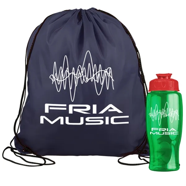 Drawstring backpack in a bottle combo kit.... from ASI 40480 Koozie Group