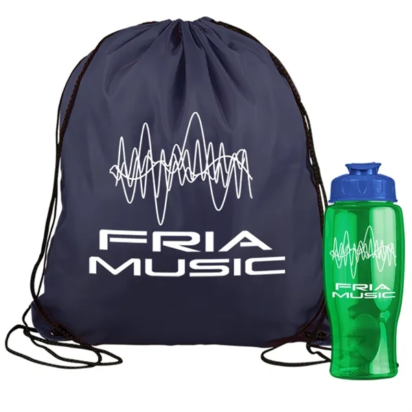 Drawstring backpack in a bottle combo kit.... from ASI 40480 Koozie Group