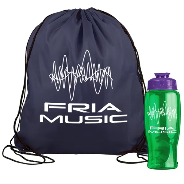Drawstring backpack in a bottle combo kit.... from ASI 40480 Koozie Group