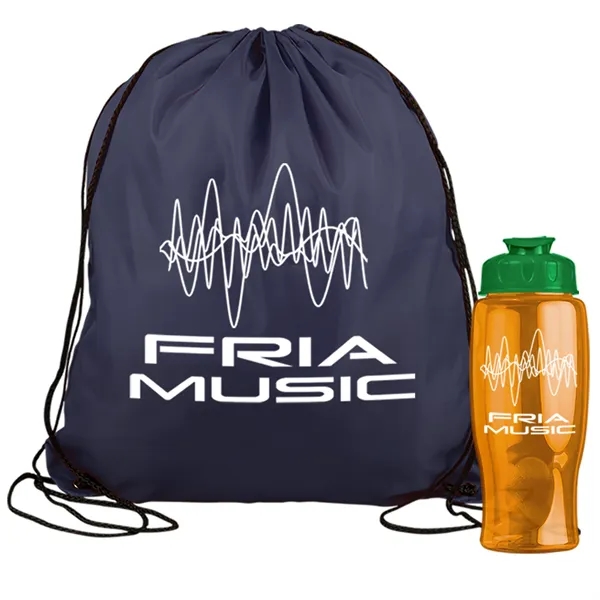 Drawstring backpack in a bottle combo kit.... from ASI 40480 Koozie Group