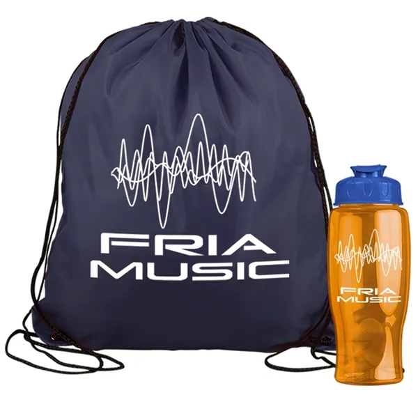 Drawstring backpack in a bottle combo kit.... from ASI 40480 Koozie Group