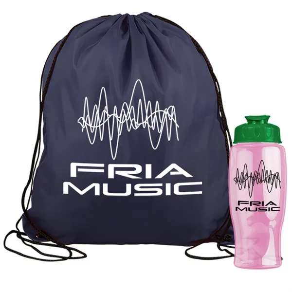 Drawstring backpack in a bottle combo kit.... from ASI 40480 Koozie Group