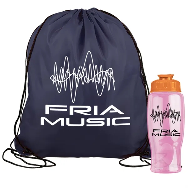 Drawstring backpack in a bottle combo kit.... from ASI 40480 Koozie Group