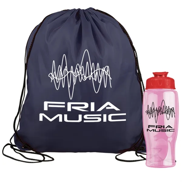 Drawstring backpack in a bottle combo kit.... from ASI 40480 Koozie Group