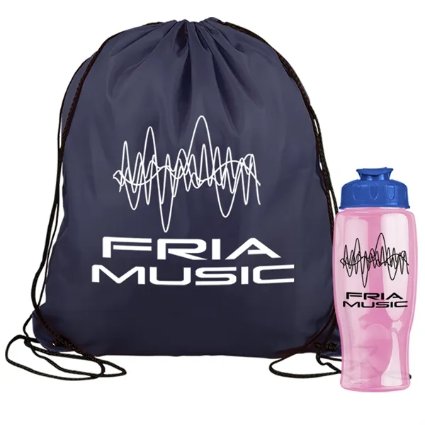 Drawstring backpack in a bottle combo kit.... from ASI 40480 Koozie Group