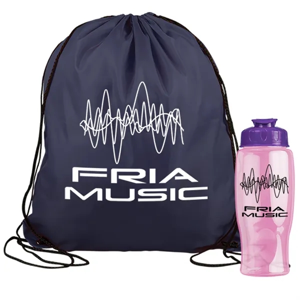 Drawstring backpack in a bottle combo kit.... from ASI 40480 Koozie Group