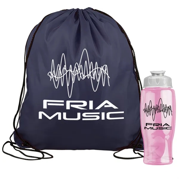 Drawstring backpack in a bottle combo kit.... from ASI 40480 Koozie Group