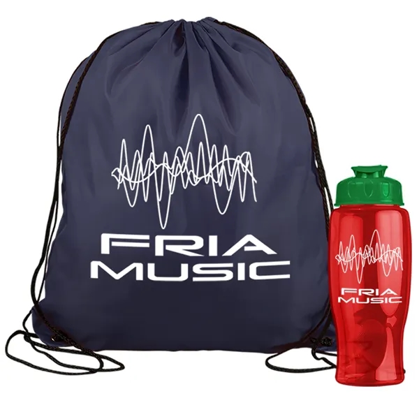 Drawstring backpack in a bottle combo kit.... from ASI 40480 Koozie Group